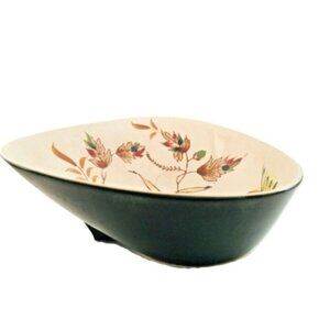 Vintage Pottery Bowl Rare MCM Hand Painted Harvest Vegetable Fall Autumn Footed